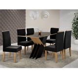 Conjunto Sala De Jantar Mesa Sarah 160cm Tampo Vidro/mdf Com