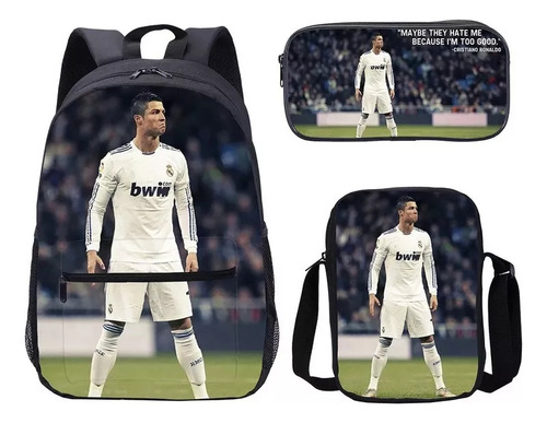 Mochilas De 3 Piezas De Cristiano Ronaldo Para Niños Y Niñas