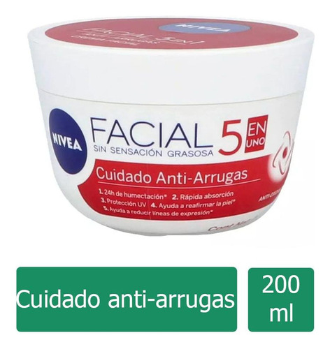 Crema Facial Nivea Antiarrugas 5en1 Antioxidante 200 Ml