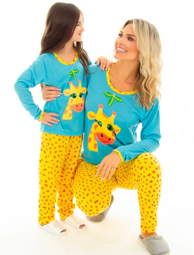 Pijama Mãe E Filha Joaninha Feminino Longo De Inverno Fechad