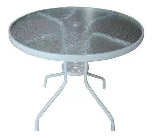 Mesa Redonda Vidrio Para Jardin, Balcon, Terraza, Patio 80cm