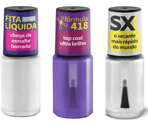 Fita Líquida + Fórmula 418 Top Coat + Sx Secante - Cora