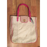 Padrisima Bolsa Juicy Couture Piel Finisima Fucsia Con Beige