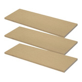 Kit 3 Prateleiras Reta Mdf Cru Com Suporte Invisível 60x20