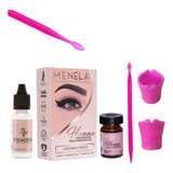 Kit Henna Sobrancelha Menela Com Palito Dosador Dappen Rosa Cor Castanho Médio