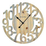 Reloj De Pared Bulova C4898 De Cuarzo Madera Natural Con