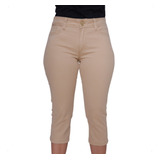 Calça Feminina Jeans Capri Em Sarja Elastano Confortável