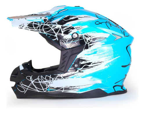 Casco Para Moto Tipo Cross Azul/negro Talla Xxl Certificado