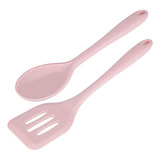 Kit Utensílios De Cozinha Espatula E Colher Weck Rosa