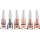 Kit Esmalte Risque 4 Cores Tons De Nude + 2 Glitter Atacado