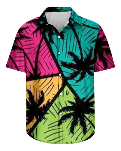Camisa Hawaiana De Manga Corta Creativa Con Estampado 3d Par