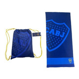 Toallon Boca Juniors 70x150 Escudo Azul Con Mochila Original