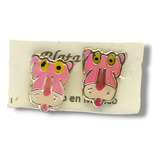 Aretes Plata 925 Pink Panter Pantera Joyería Fina Broquel 