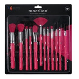 Kit Com 12 Pincéis Rosa Neon - Macrilan+brinde