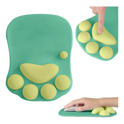 Mouse Pad Alfombrilla De Gel Ergonómico Antideslizante Gris Huella De Gato Menta