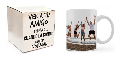 Taza Ceramica Caja Carton Personalizado Foto Dia Amigo Amiga