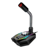 Microfone De Mesa Gamer Jogos Com Led Rgb Lelong Usb Le-919 Cor Preto