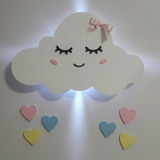 Nuvem Mdf  Led Luminária Chuva De Amor