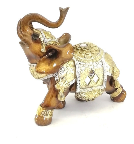 Elefante Dorado Figura De Alabastro Con Resina