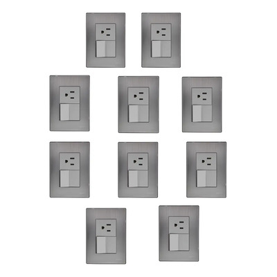 Pack De 10 Placa Armada Con 1 Apagador Escalera Y 1 Contacto Color Plata | Meses sin interés