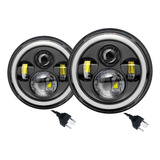 Par Opticas Faro Led Lupa Ojo De Angel 7 Pulgadas Jeep Moto 