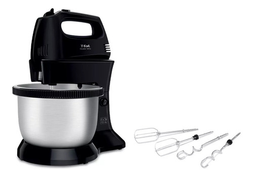 Batidora De Mano Con Bowl T-fal Quickmix Negro Ht3128