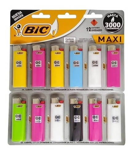 Encendedor Maxi Bic X12 Unidades