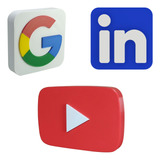Decoração 3d Kit Com Ícones Do Google Linkedin E Youtube