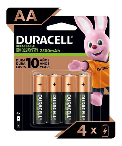 Pack 4 Pilas Aa Recargables Duracell 2500mah / Tecnocenter