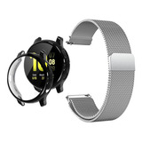 Kit Pulseira + Capa Case Galaxy Watch Active 1 40mm Sm-r500 Cor Prata - Preta Largura 20 Mm