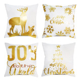 Homfreest Fundas De Almohada Navideñas Doradas Joy To The Wo