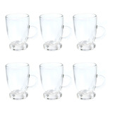 Jarro Taza Set X 6 Mug Vidrio Con Manija 100ml Cafe Pocillo