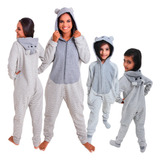 Kit 2 Pijamas Kigurumi Macacão Mãe E Filha Inverno Quentinho