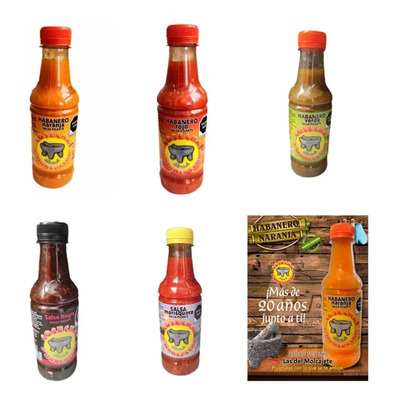 6 Salsas De Sabores 260g C/u,habanero,negra,marisquera,verde