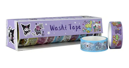 Paquete 10cintas Decorativa Washi Tape 3m 15mm Diseño Kuromi