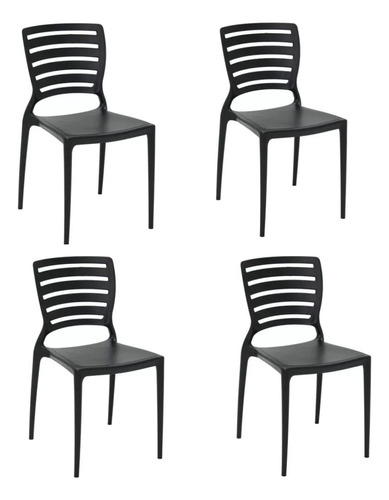 Conjunto 4 Cadeiras De Jantar Sofia Preta Tramontina