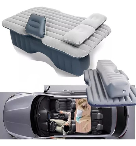 Colchon Inflable Con Compresor 12v Y 2 Almohadas Para Auto