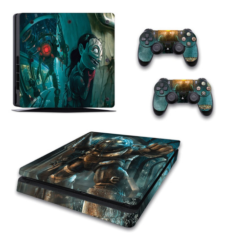 Skin Personalizados Ps4 Slim (1254) Consola C. + 2 Controles