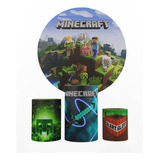 Painel Redondo Minecraft 02 + Capas Para Cilindros 