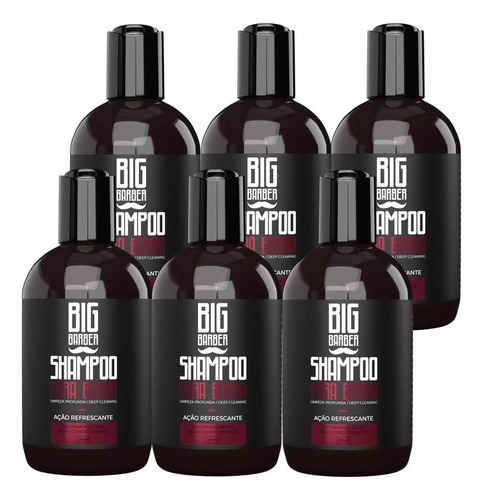 Kit 6 Shampoo Para Barba Big Barber 250ml Fortalecedor