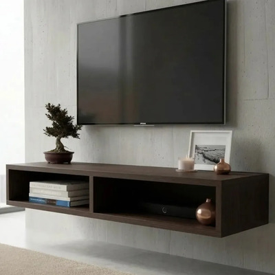 Mueble Tv Empotrable Tipo Repisa Flotante - Color Chocolate De Gala | Meses sin interés