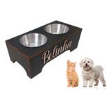 Comedouro Elevado Para Cachorros E Gatos Nome Personalizado