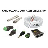 Cabo Coaxial Cftv 130m C/ Bnc, P4(m/f) E Fonte 10a G13pb16f1