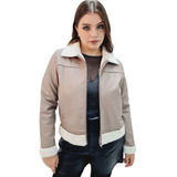 Campera Abrigo Cuerina Con Corderito Y Cierre Talles Grandes