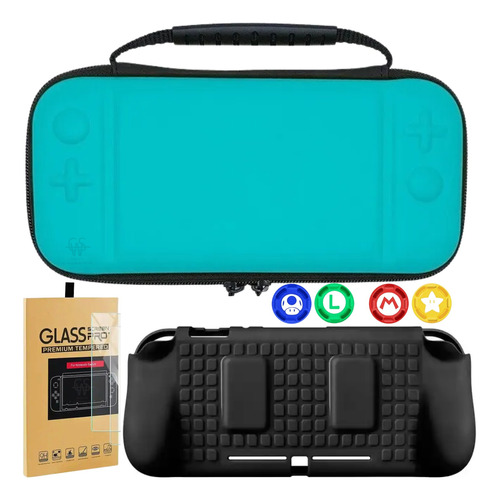 Kit Capa Nintendo Switch Lite+ Tpu+ Pelicula Vidro+ 4 Grips