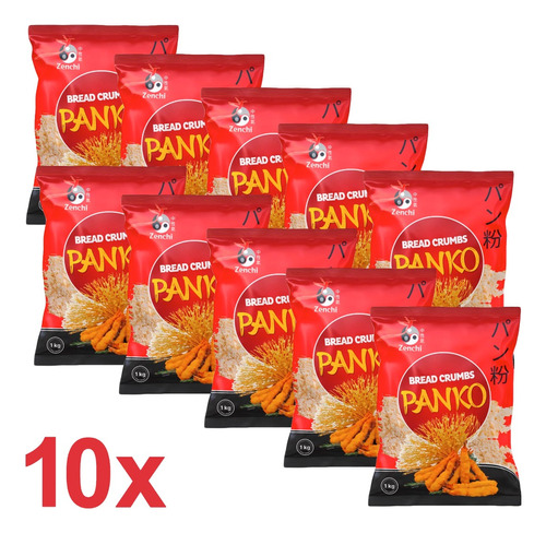 10 Farinha Panko Flocada Para Empanar Zenchi 1kg