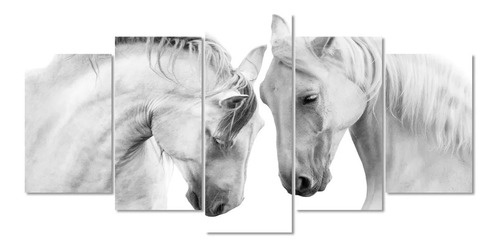 Quadros Decorativos Fazenda Cavalos Preto E Branco Mdf