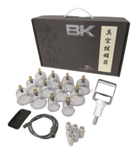 Kit Ventosa Com 12 Copos Acrílico Bk- Ventosaterapia