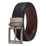 Cinturon Hombre Reversible De Cuero Negro/cafe