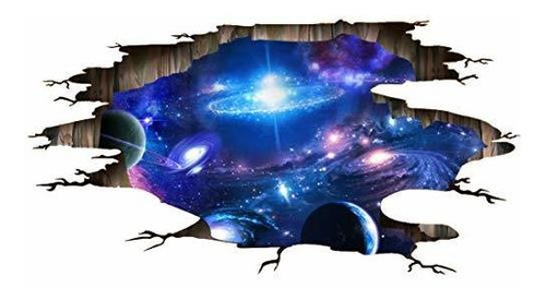 El Espacio 3d Azul Galaxy Escena Stickers De Suelo Pare...